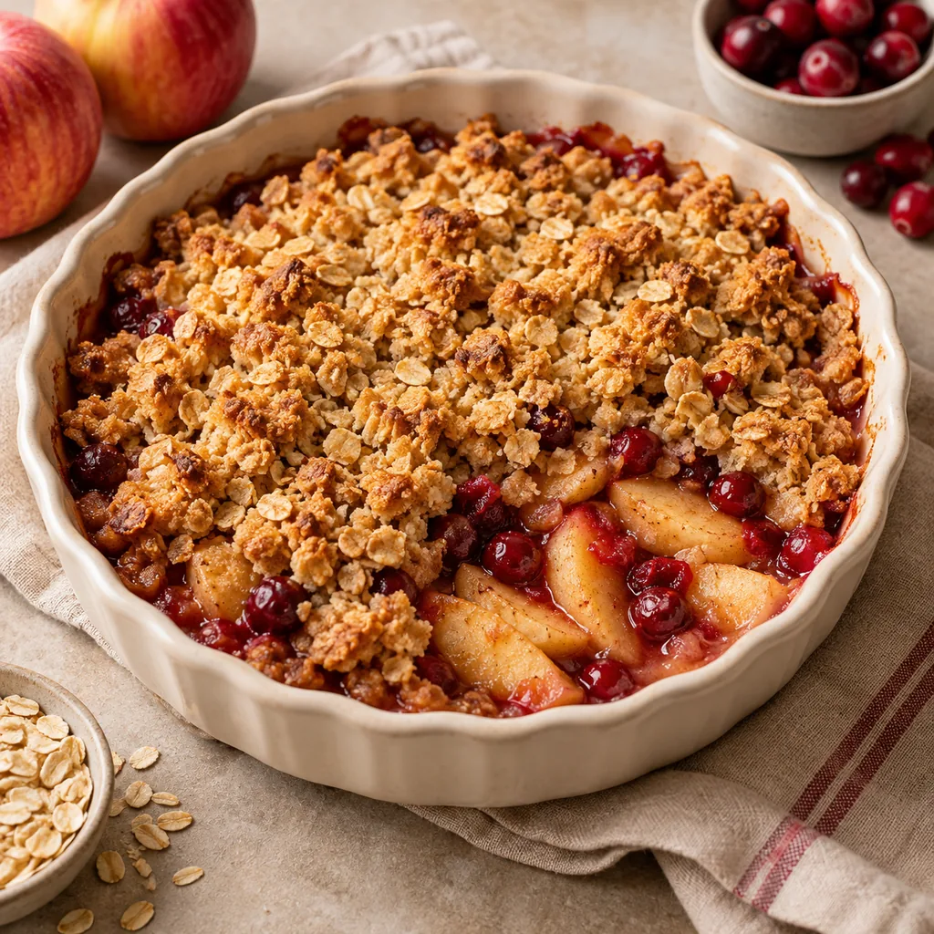 AI-generated serving suggestion for Apple cranberry crisp