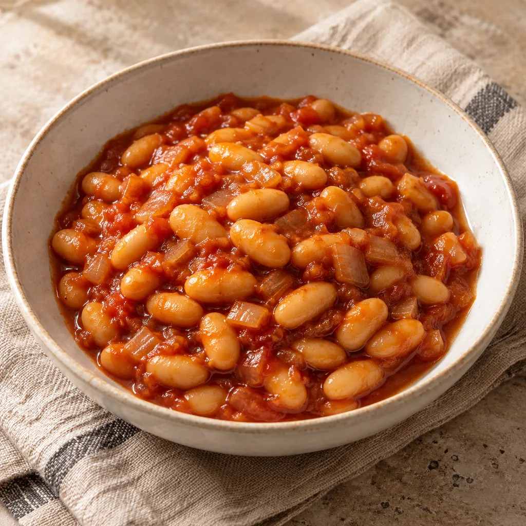 AI-generated serving suggestion for Baked beans with maple