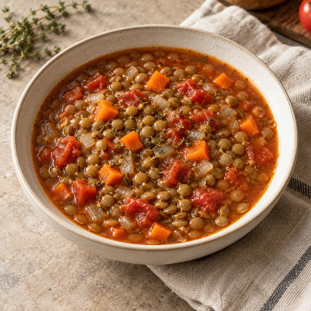 AI-generated serving suggestion for Canadian-style lentil soup
