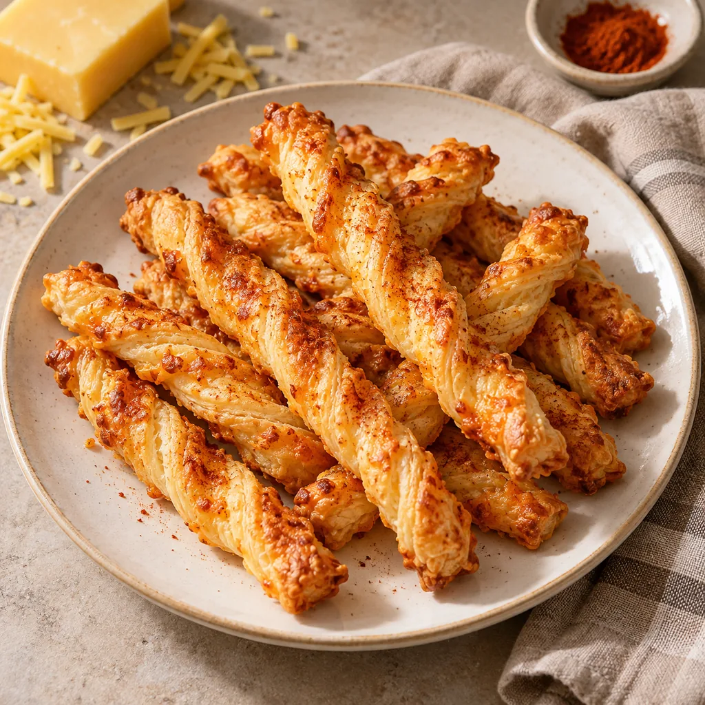 AI-generated serving suggestion for Cheddar cheese straws