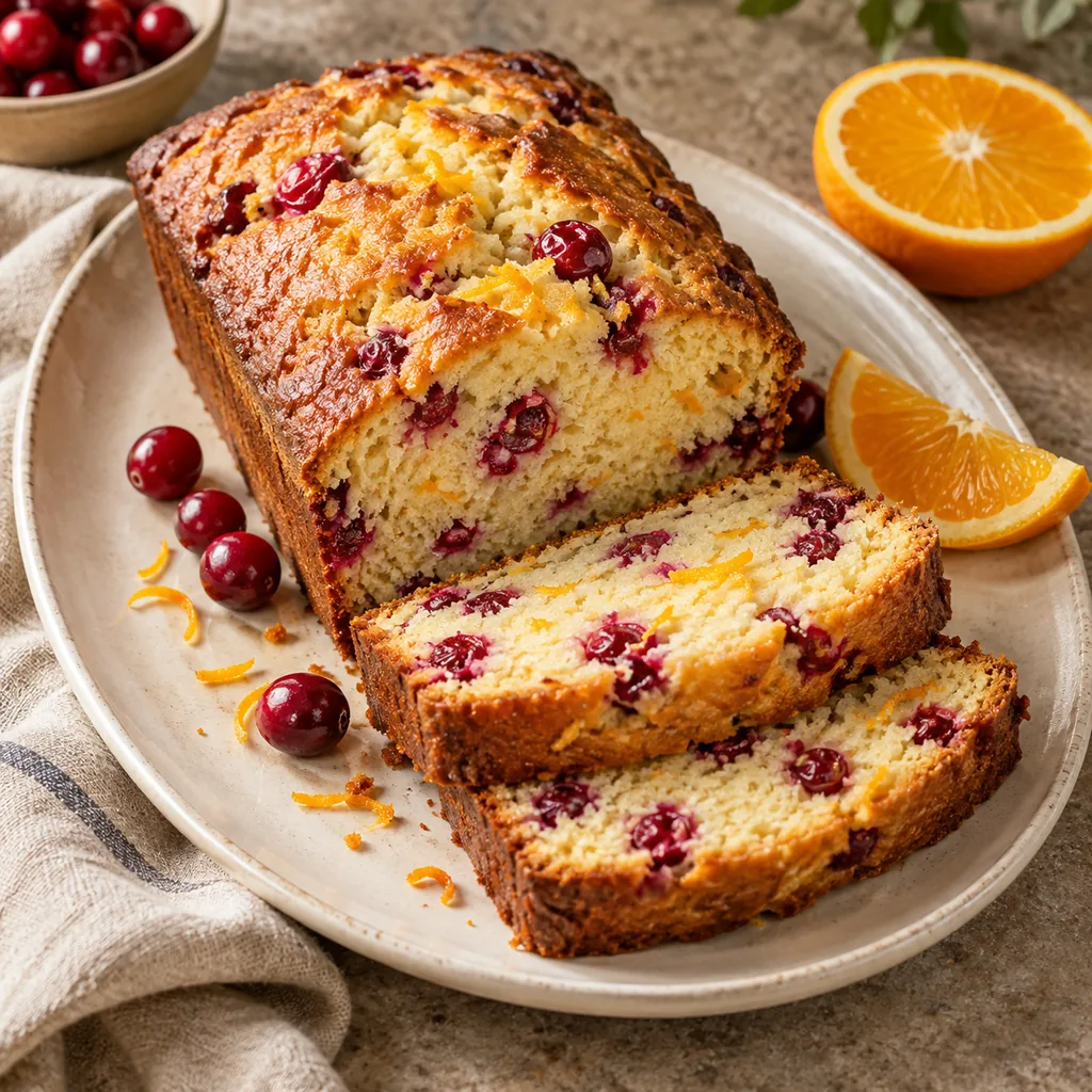 AI-generated serving suggestion for Cranberry orange loaf