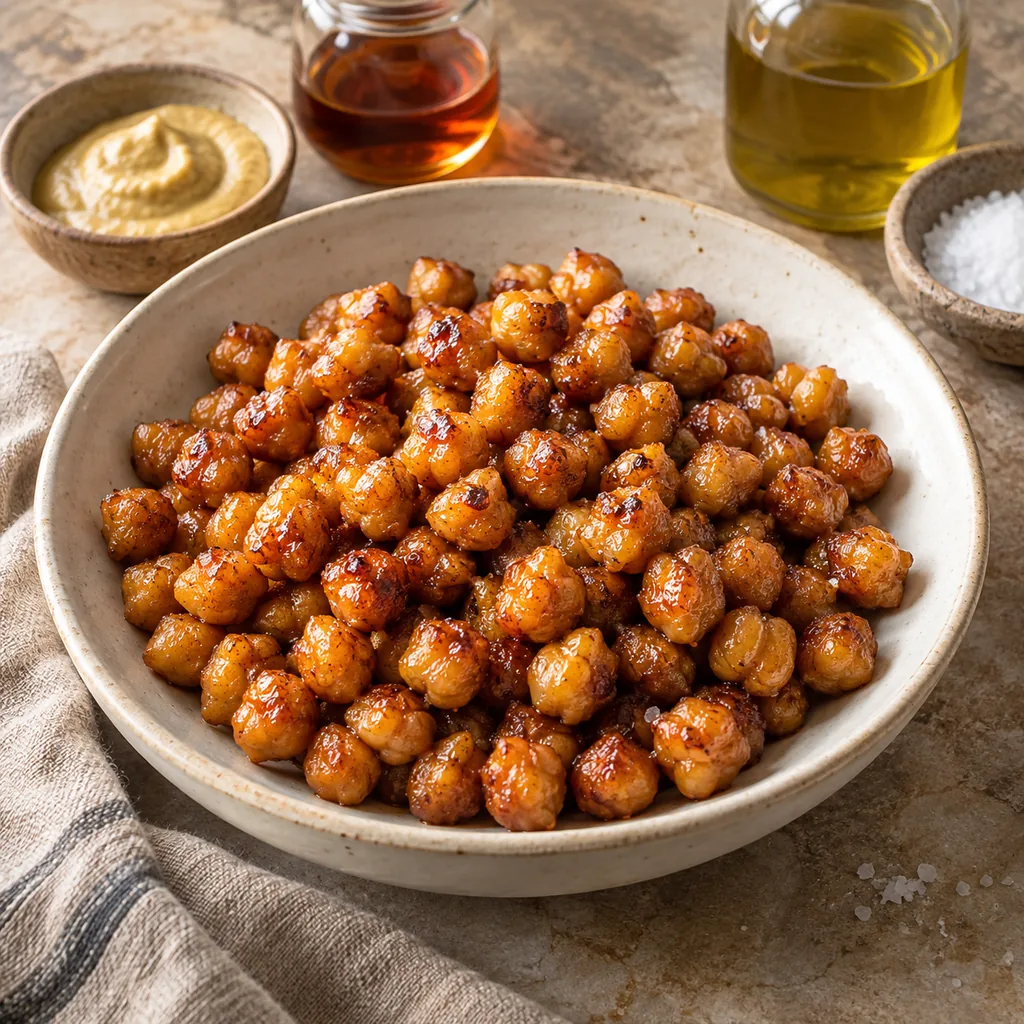 AI-generated serving suggestion for Maple mustard roasted chickpeas