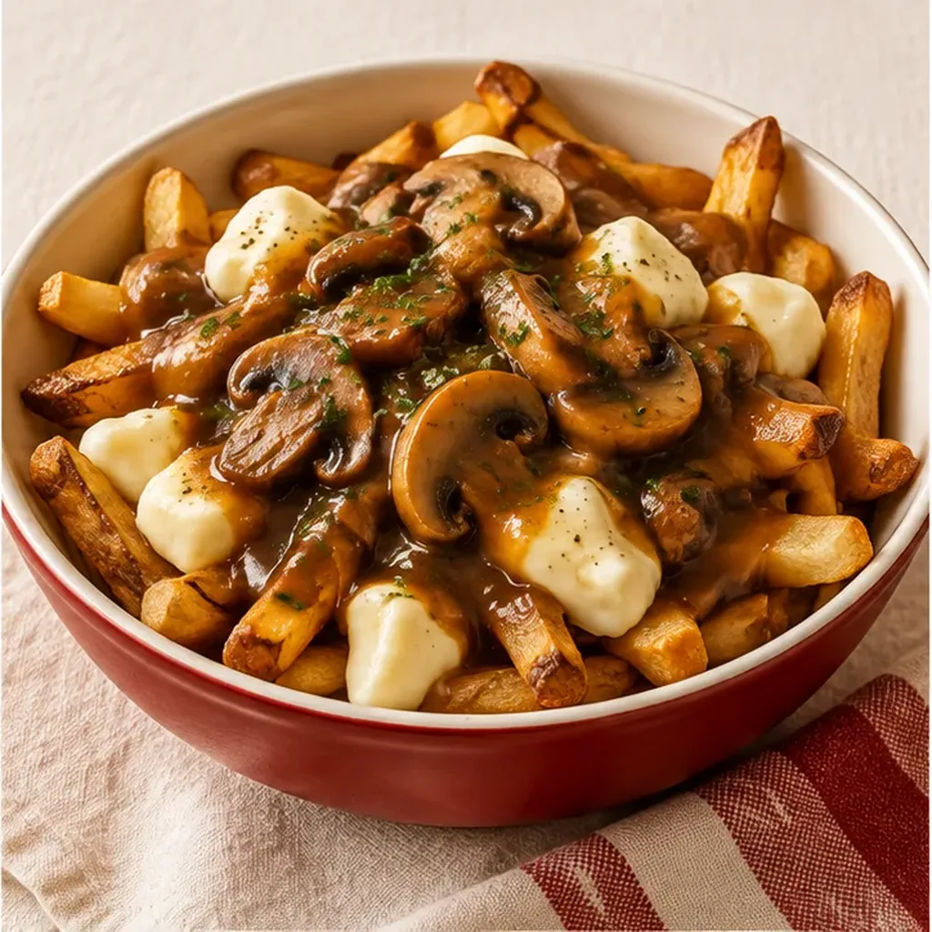 AI-generated serving suggestion for Mushroom gravy poutine
