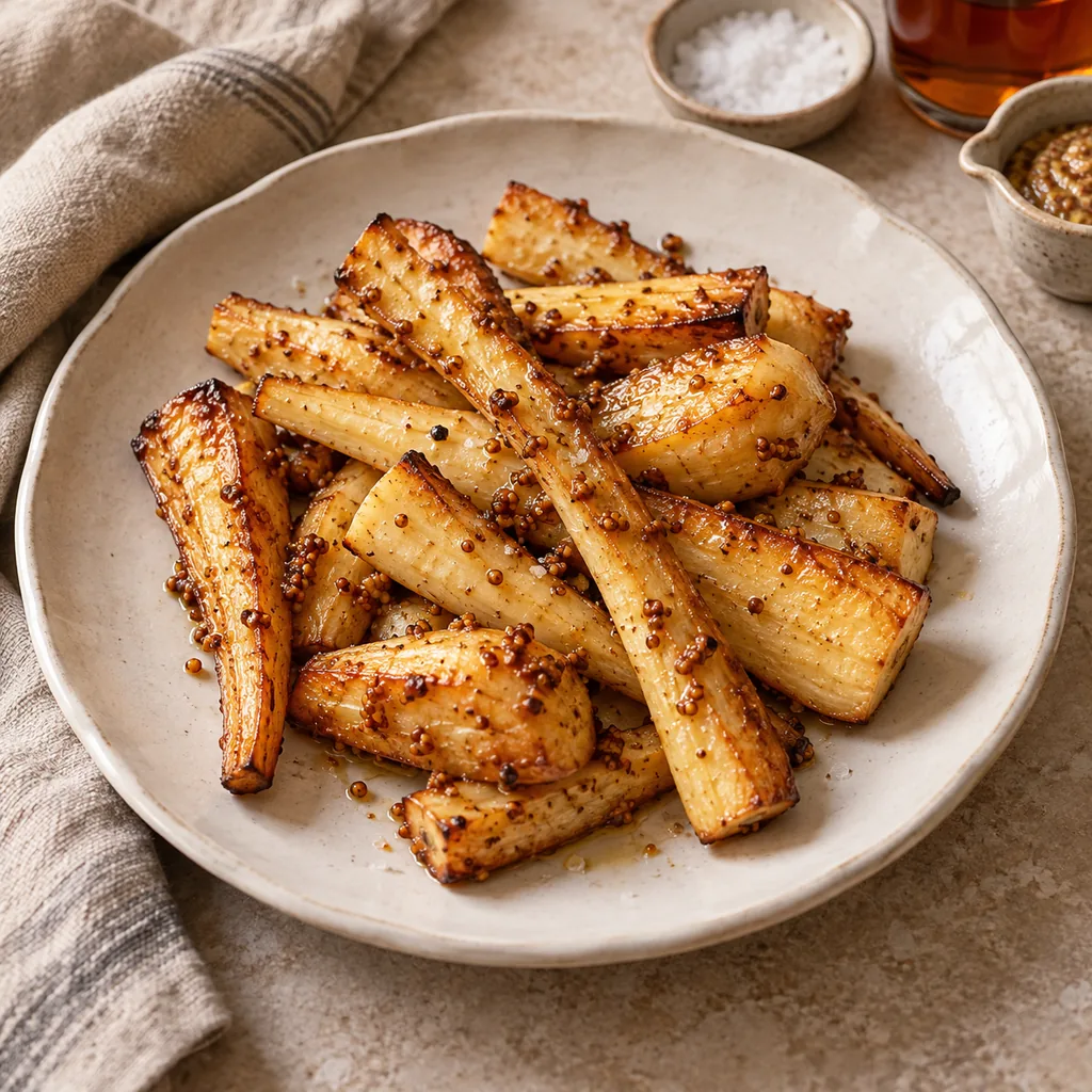 AI-generated serving suggestion for Mustard roasted parsnips