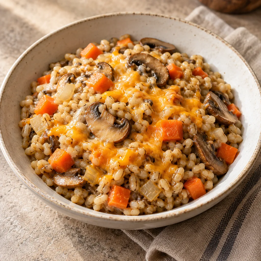 AI-generated serving suggestion for Prairie barley vegetable casserole