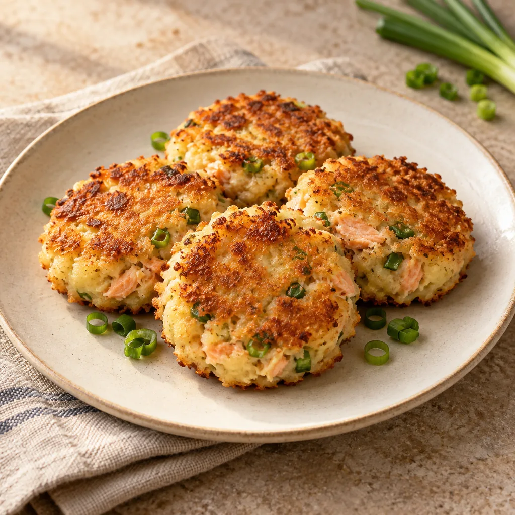 AI-generated serving suggestion for Salmon potato cakes