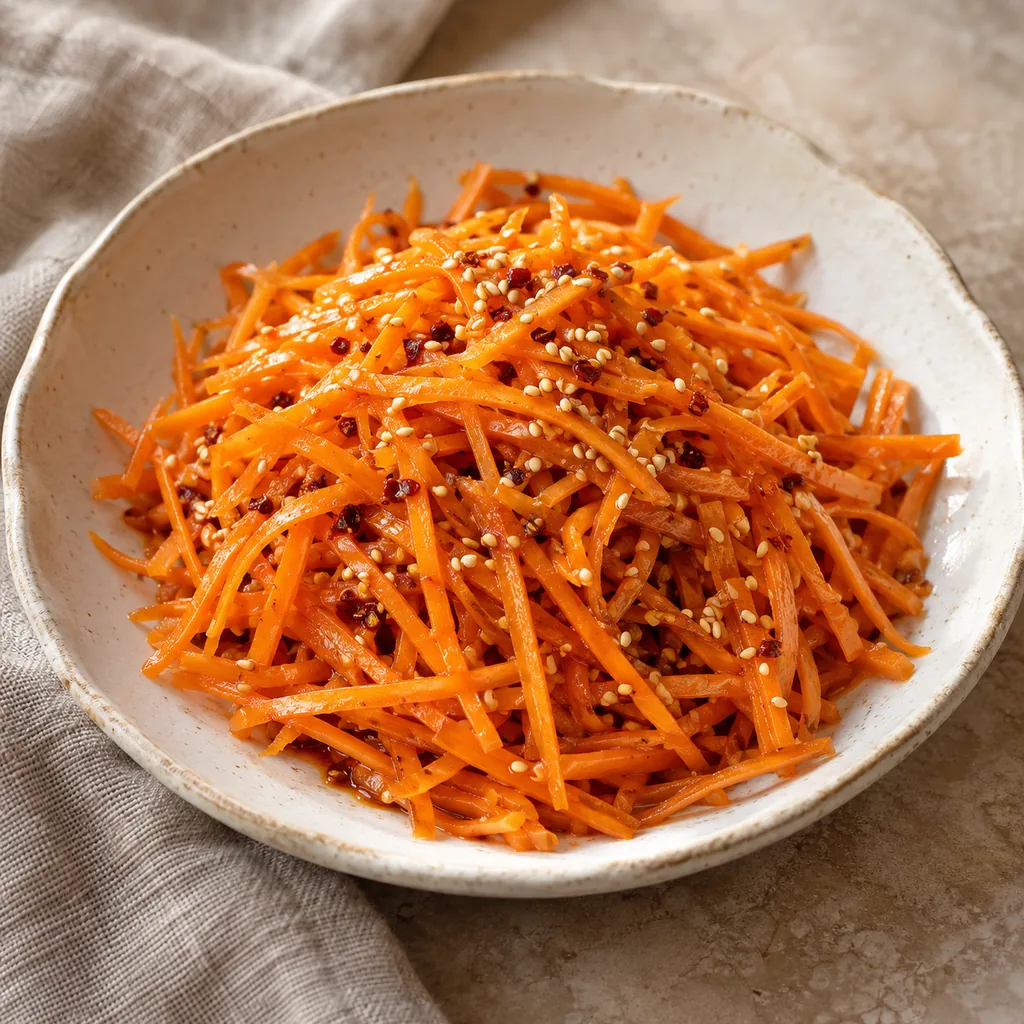 AI-generated serving suggestion for Chili sesame shredded carrots