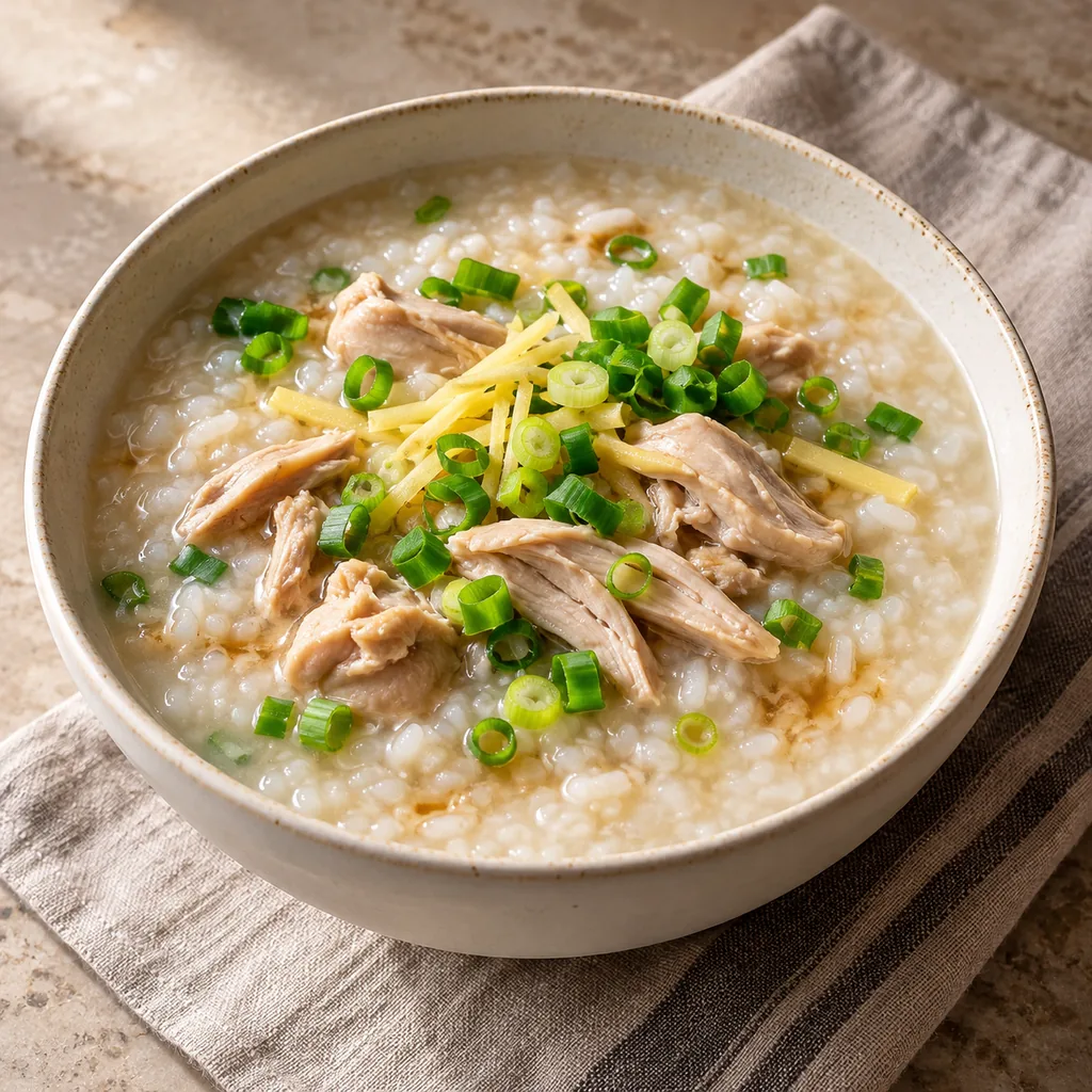 AI-generated serving suggestion for Chinese chicken congee