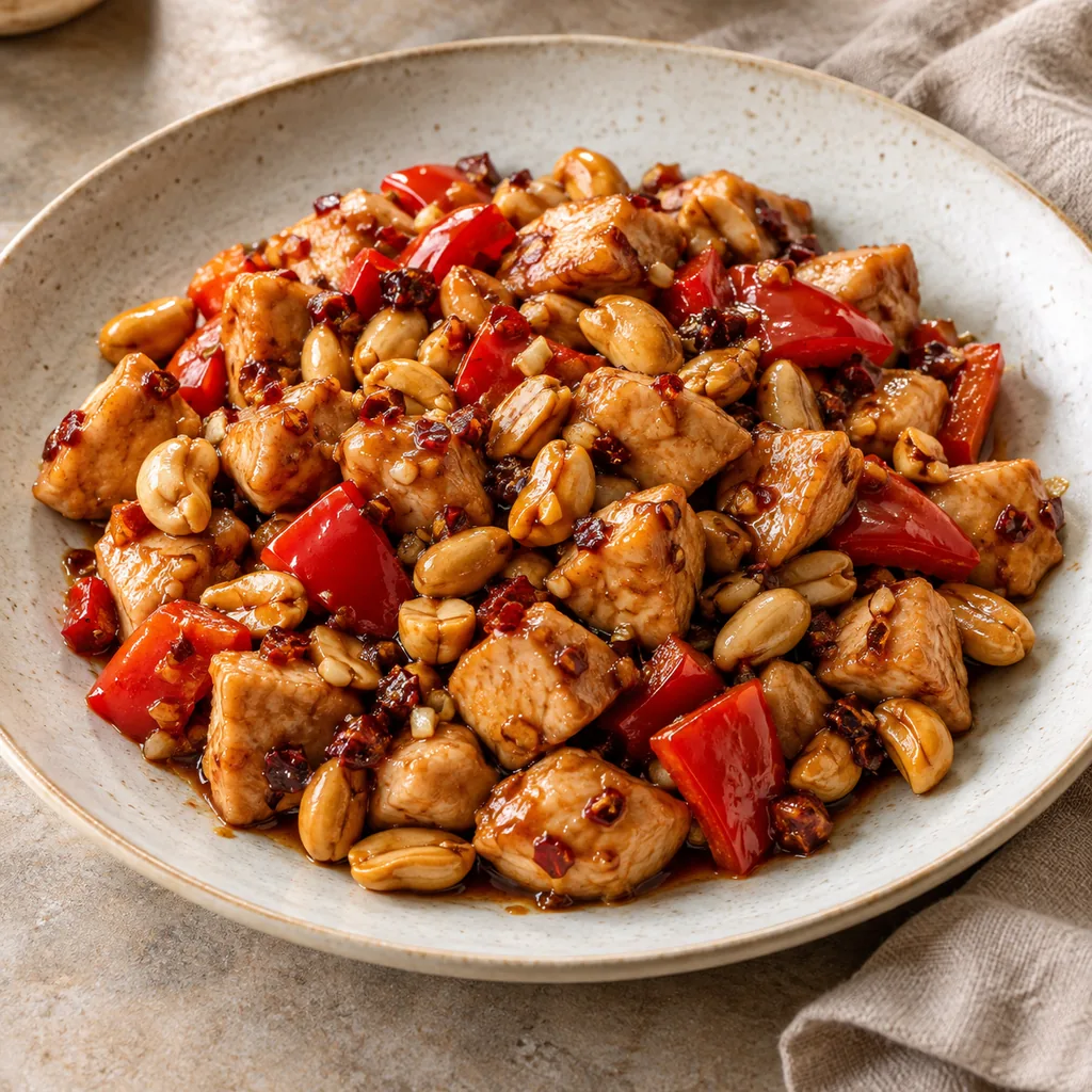AI-generated serving suggestion for Kung pao chicken