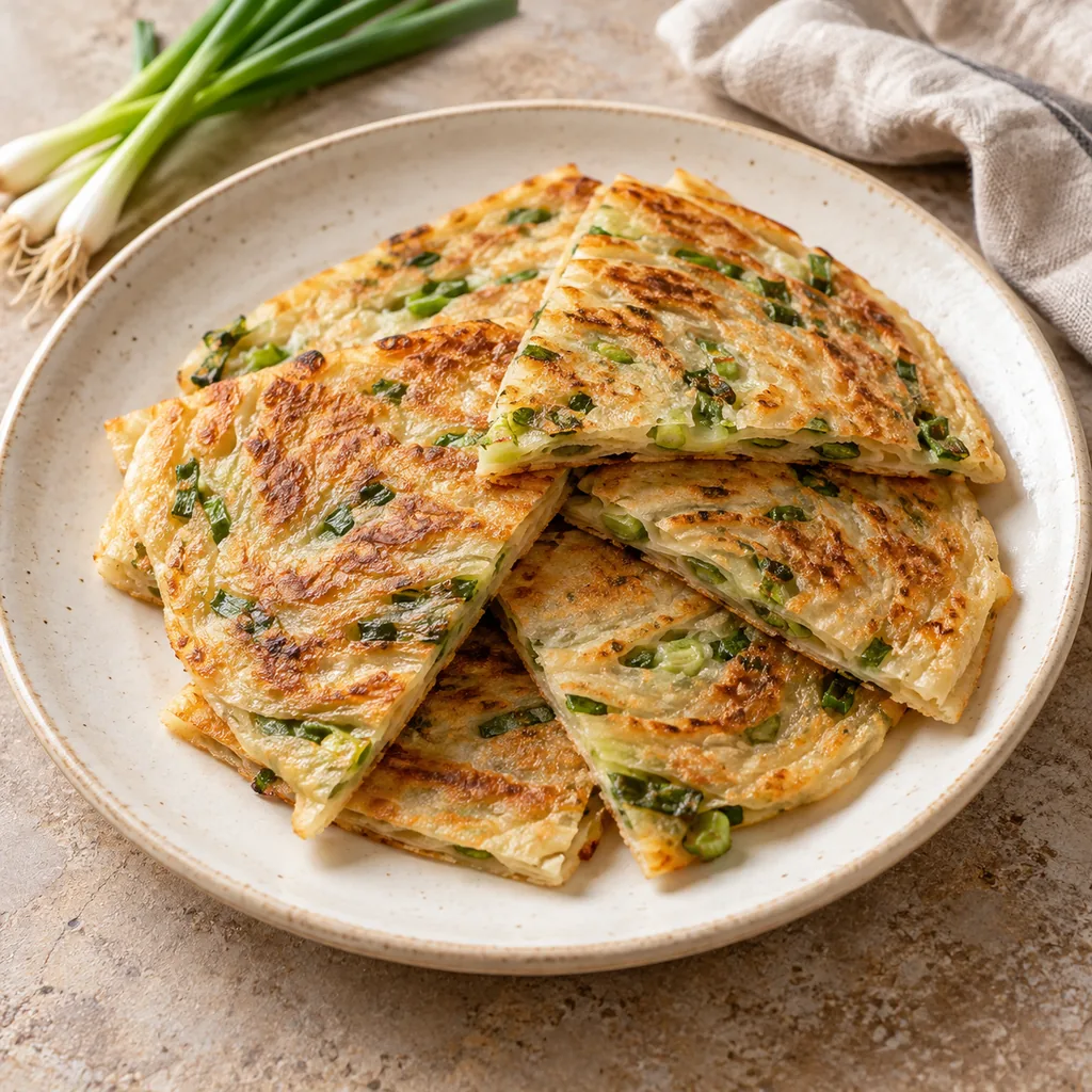 AI-generated serving suggestion for Scallion pancakes