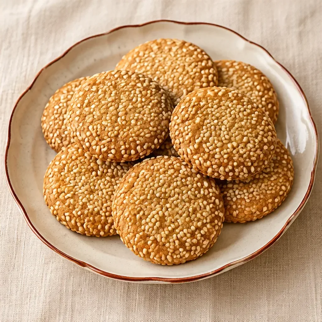 AI-generated serving suggestion for Sesame cookies