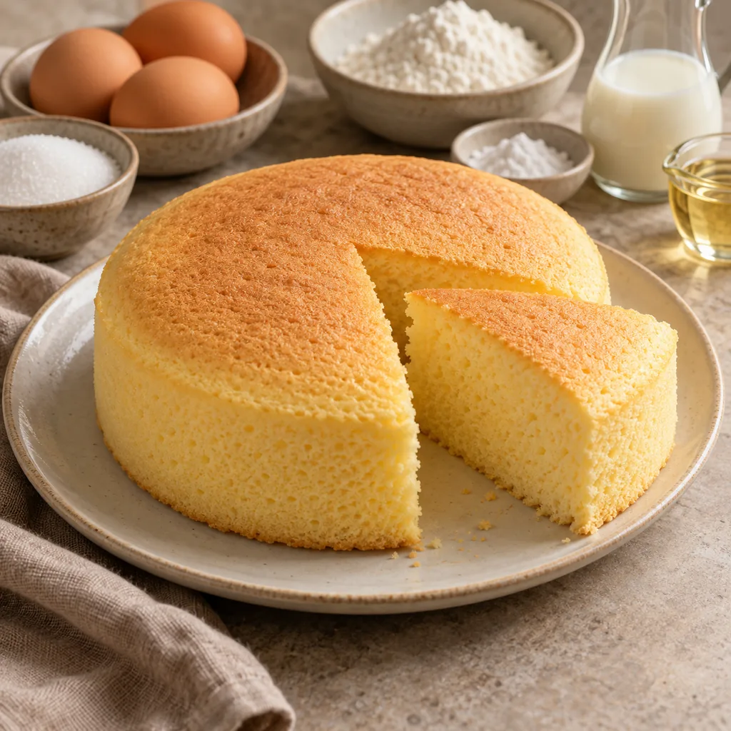 AI-generated serving suggestion for Steamed sponge cake