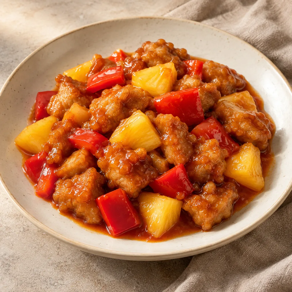 AI-generated serving suggestion for Sweet and sour pork