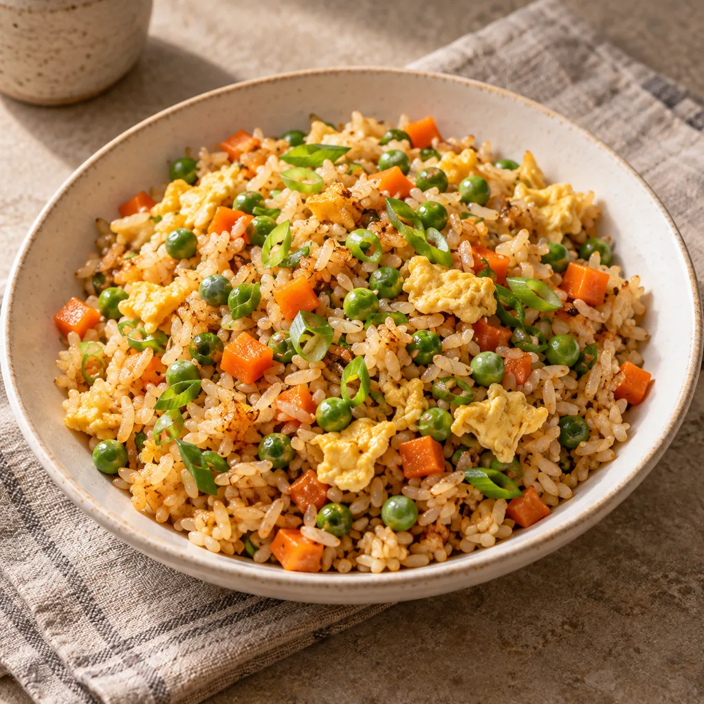 AI-generated serving suggestion for Vegetable egg fried rice