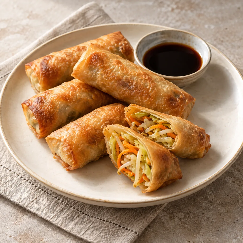 AI-generated serving suggestion for Vegetable spring rolls