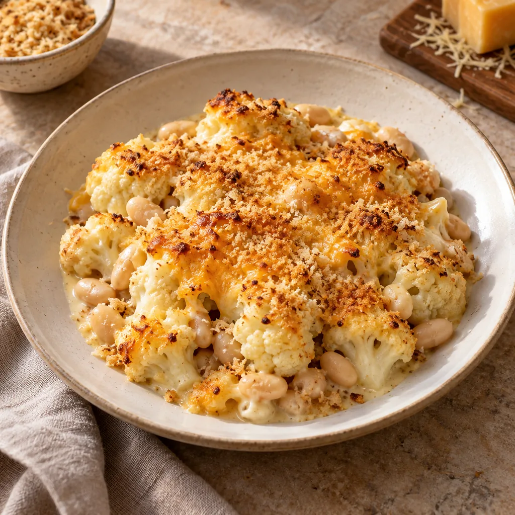 AI-generated serving suggestion for Cauliflower cheese bake