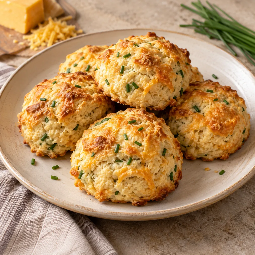 AI-generated serving suggestion for Cheddar and chive scones