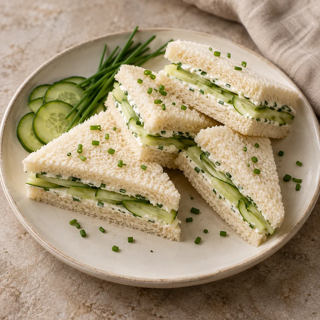 AI-generated serving suggestion for Cucumber tea sandwiches