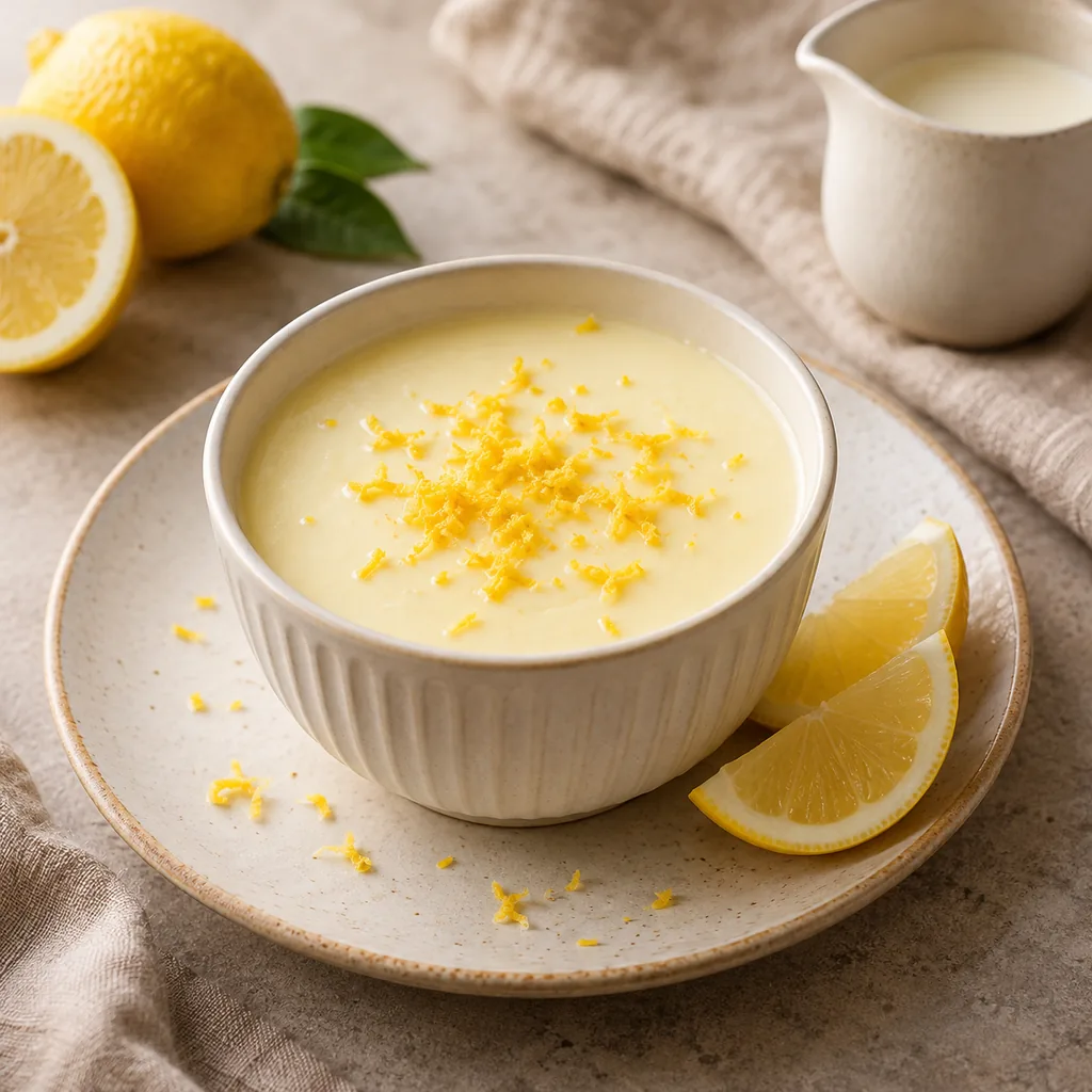AI-generated serving suggestion for Lemon posset