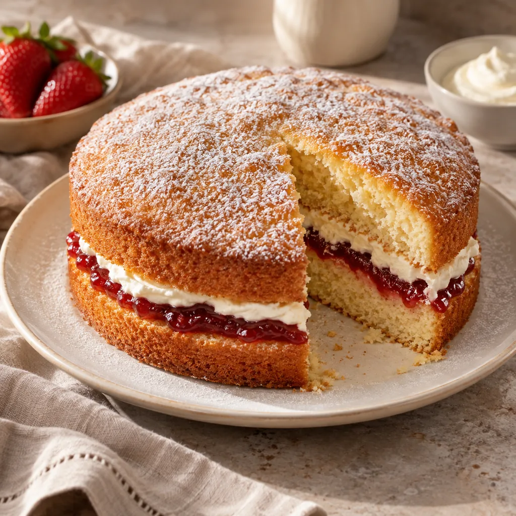 AI-generated serving suggestion for Victoria sponge