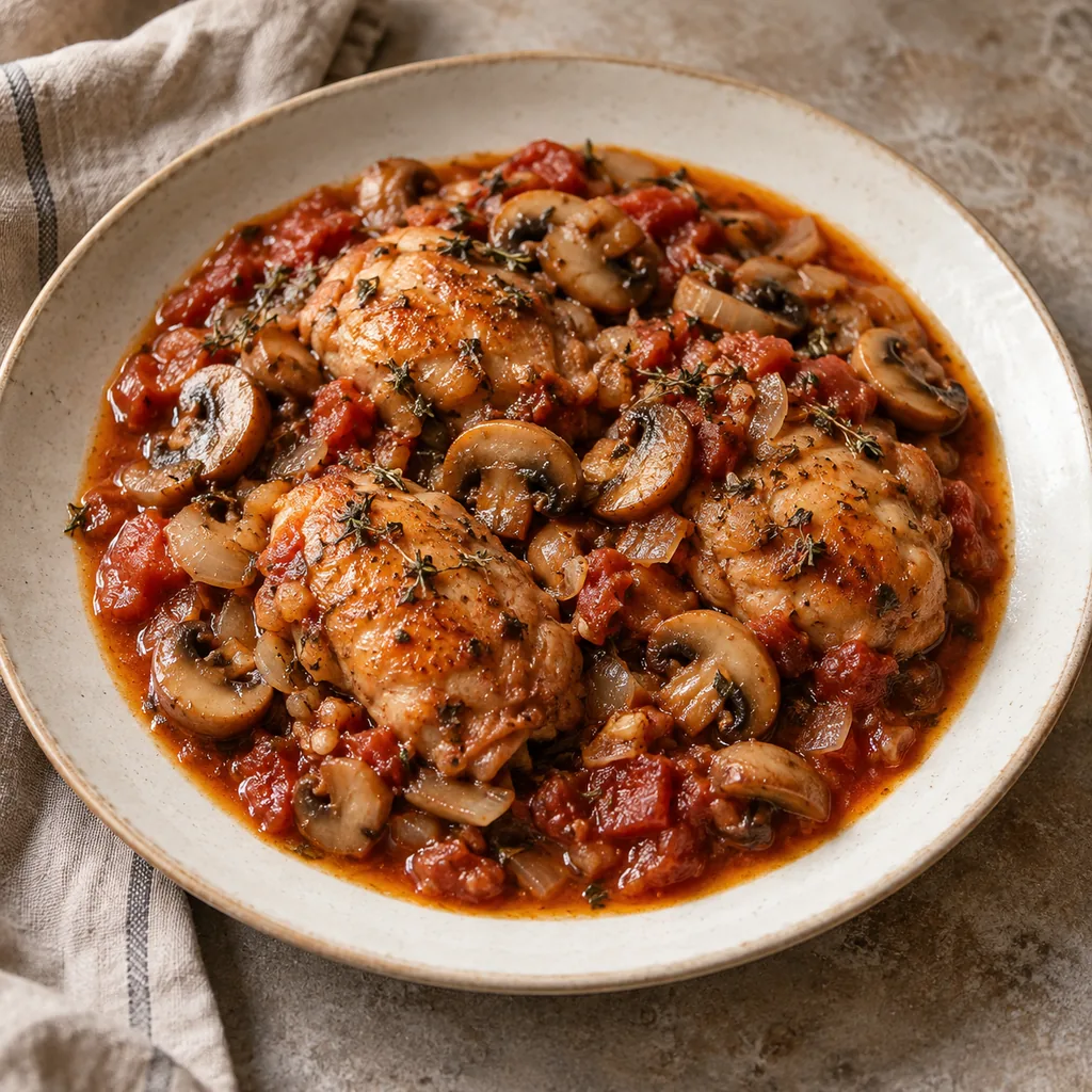 AI-generated serving suggestion for Chicken chasseur