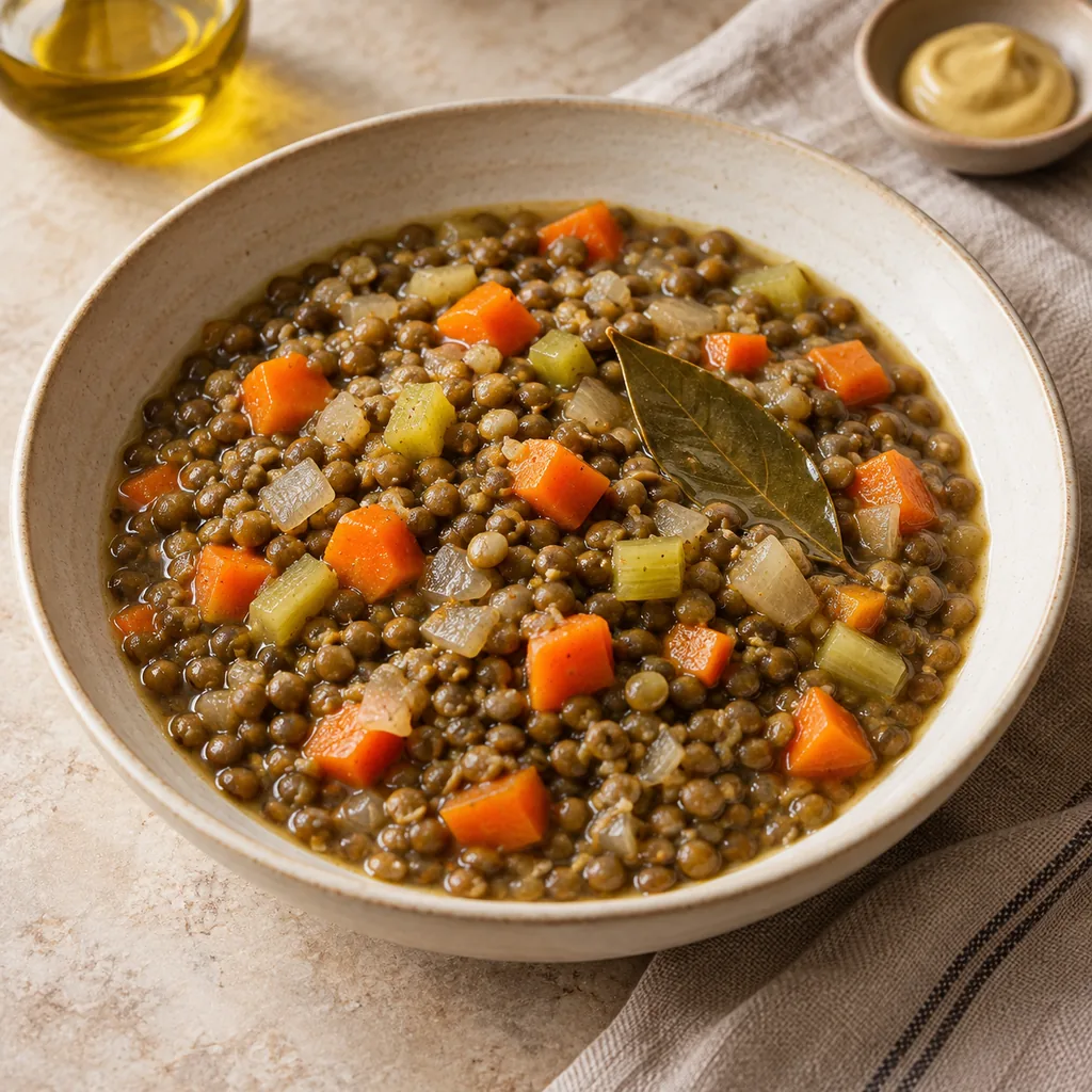 AI-generated serving suggestion for Lentilles aux legumes