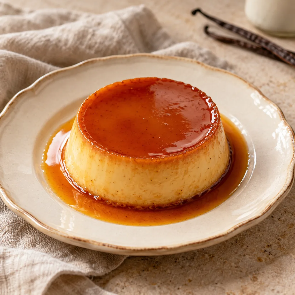 AI-generated serving suggestion for Crème caramel