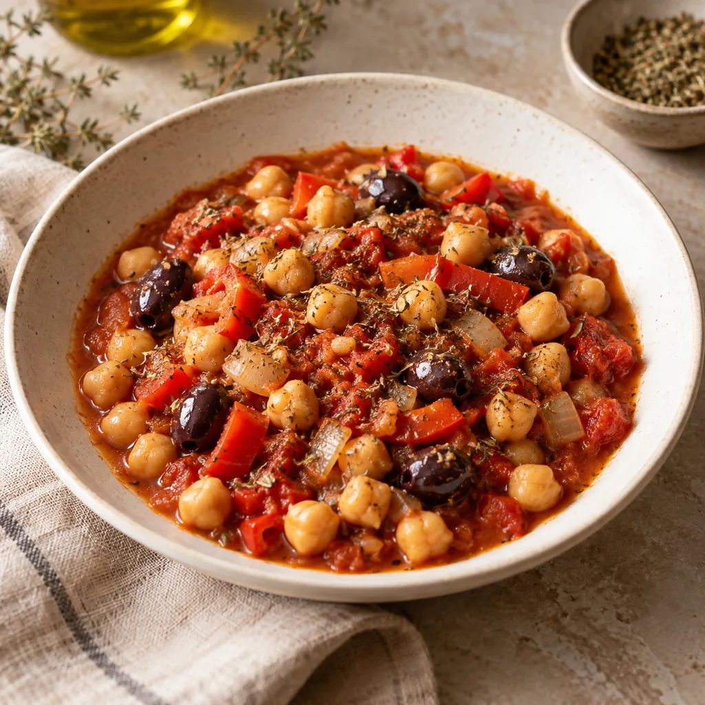 AI-generated serving suggestion for Provencal chickpea stew