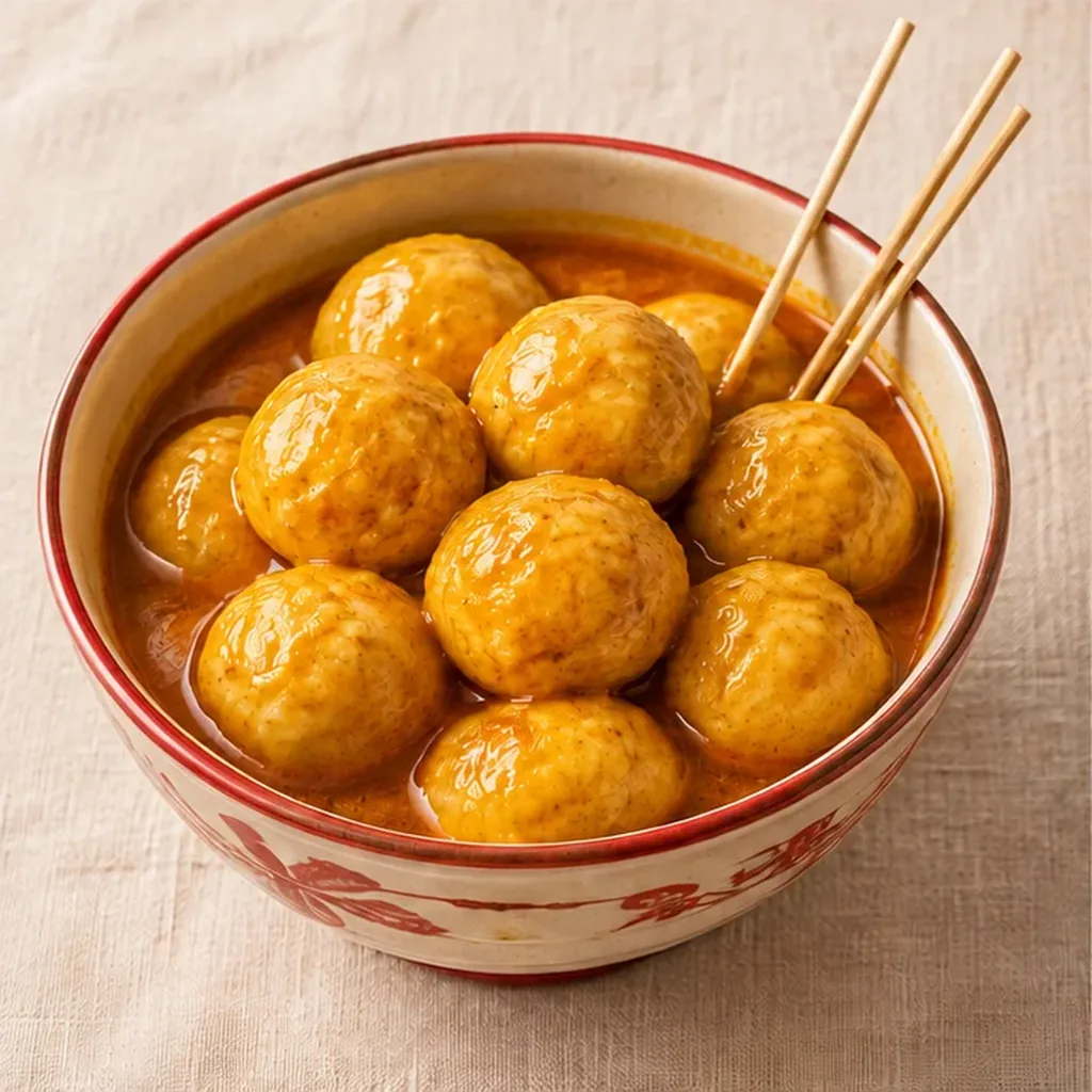 AI-generated serving suggestion for Curry fish balls