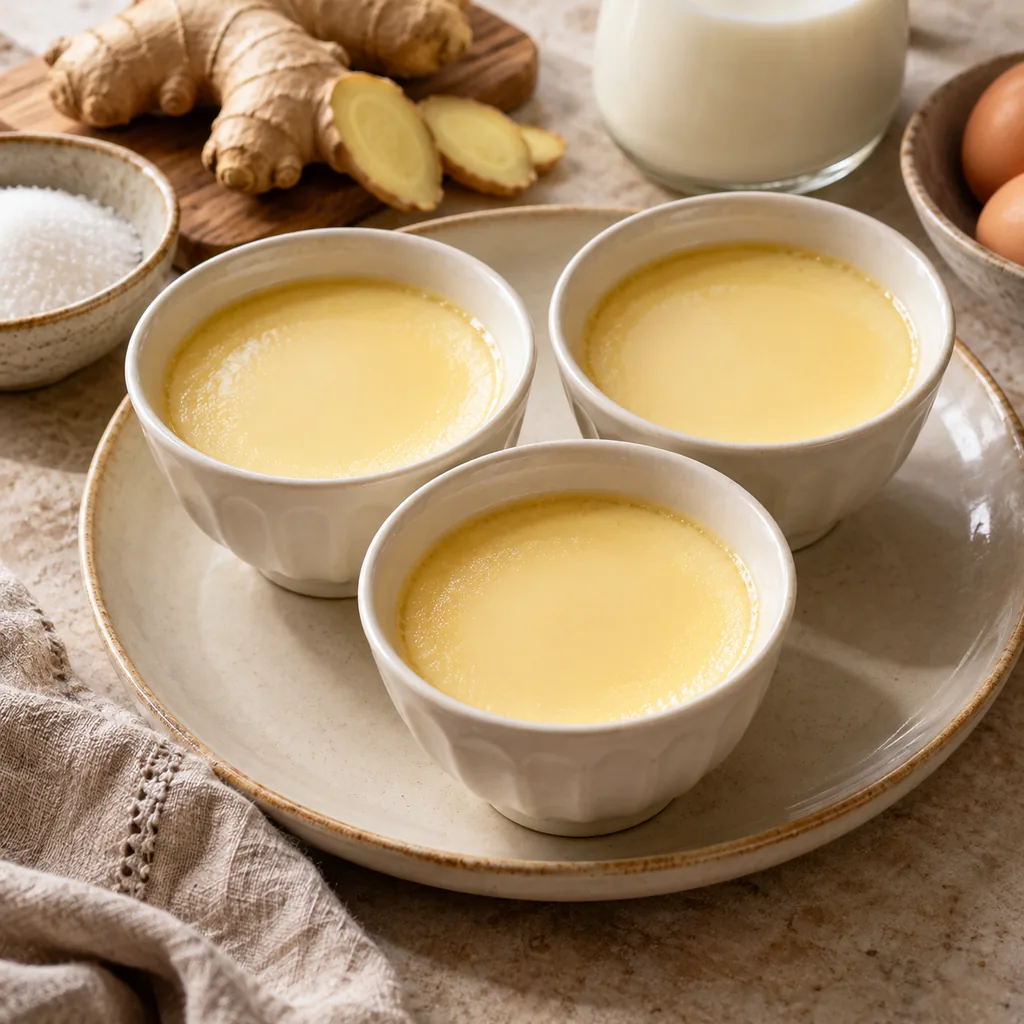 AI-generated serving suggestion for Ginger milk custard cups
