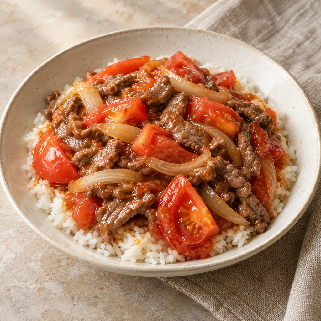 AI-generated serving suggestion for Hong Kong beef tomato rice