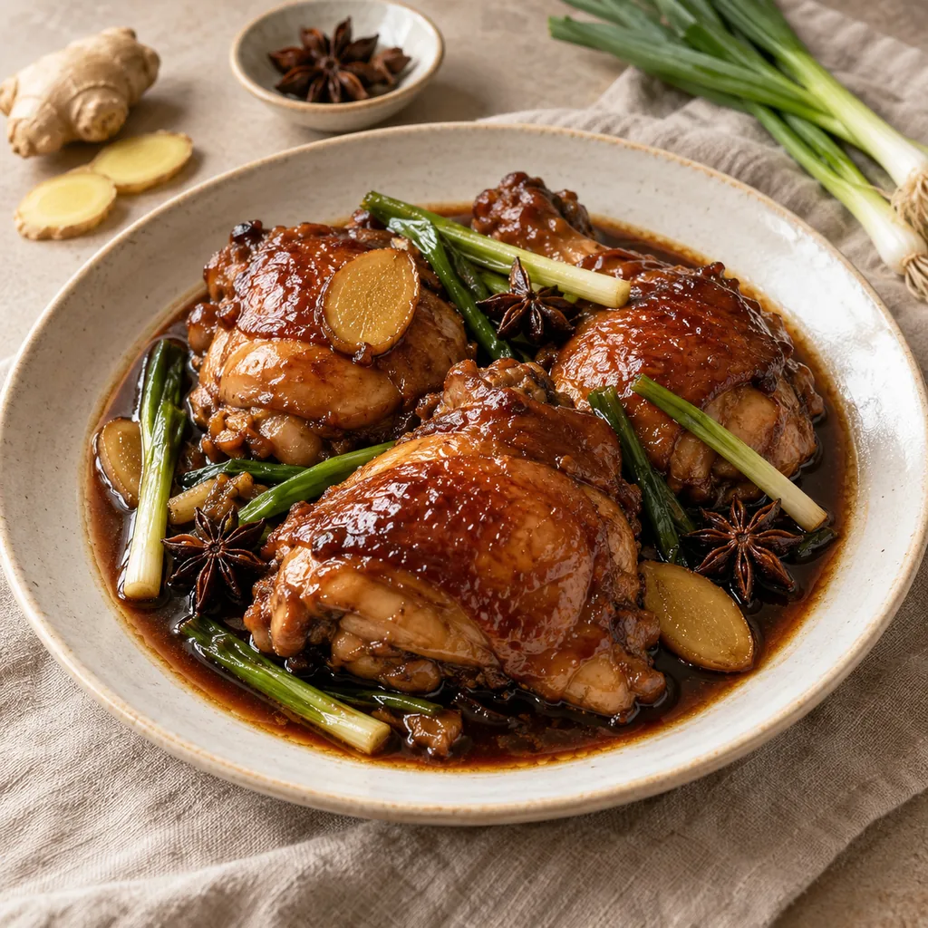 AI-generated serving suggestion for Hong Kong soy sauce chicken