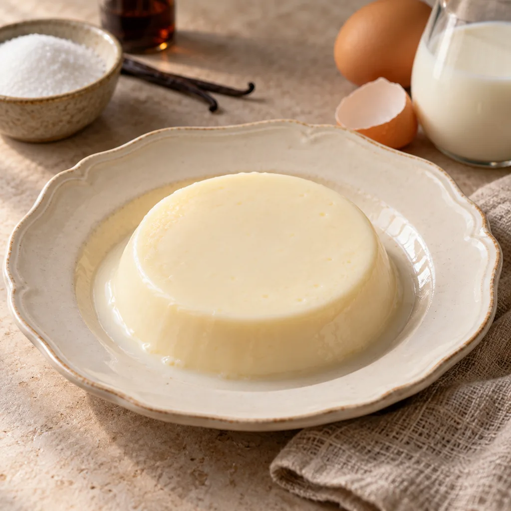 AI-generated serving suggestion for Steamed milk pudding