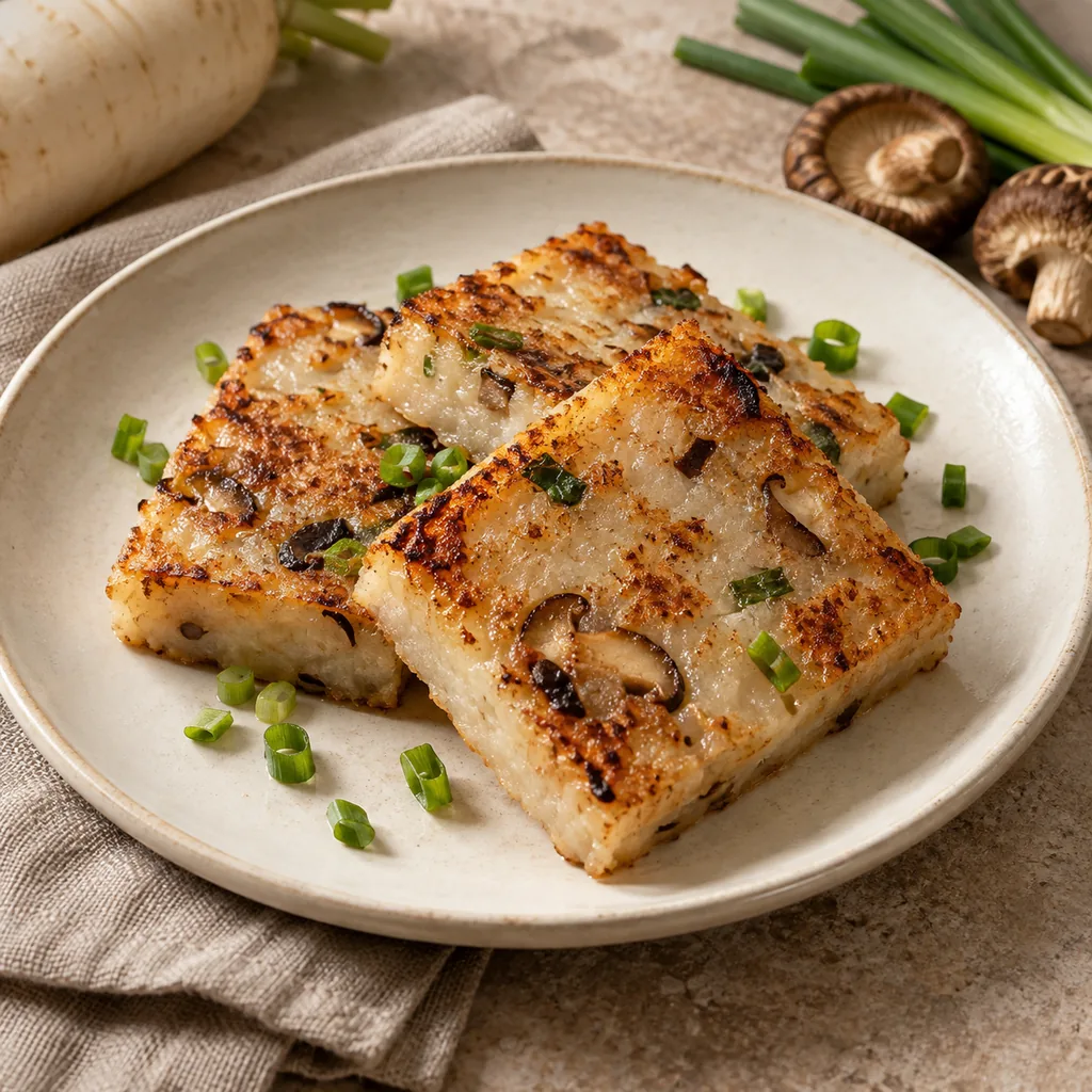 AI-generated serving suggestion for Turnip cake slices
