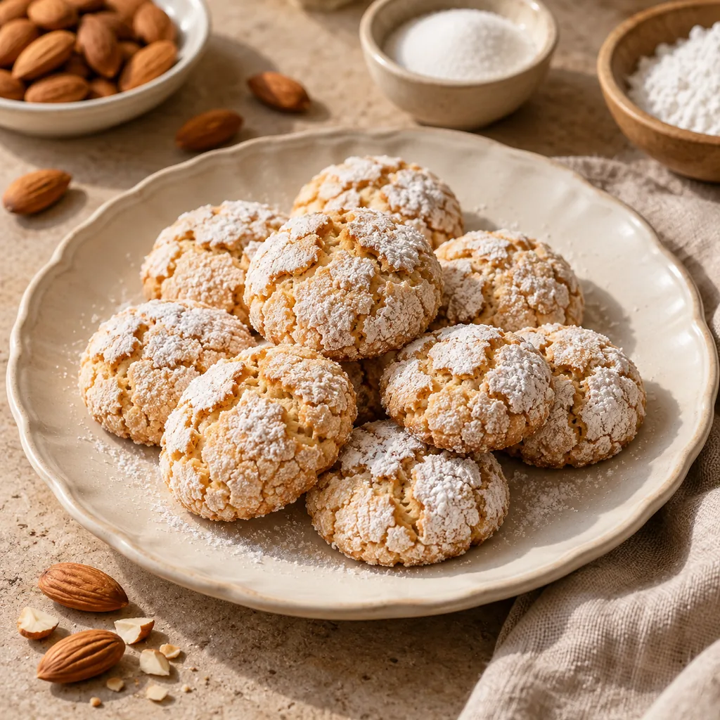 AI-generated serving suggestion for Amaretti style cookies