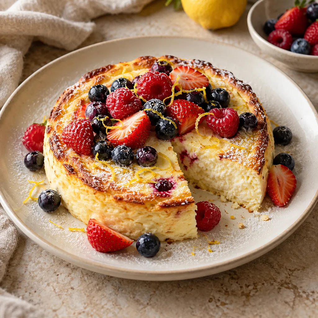 AI-generated serving suggestion for Baked ricotta with berries