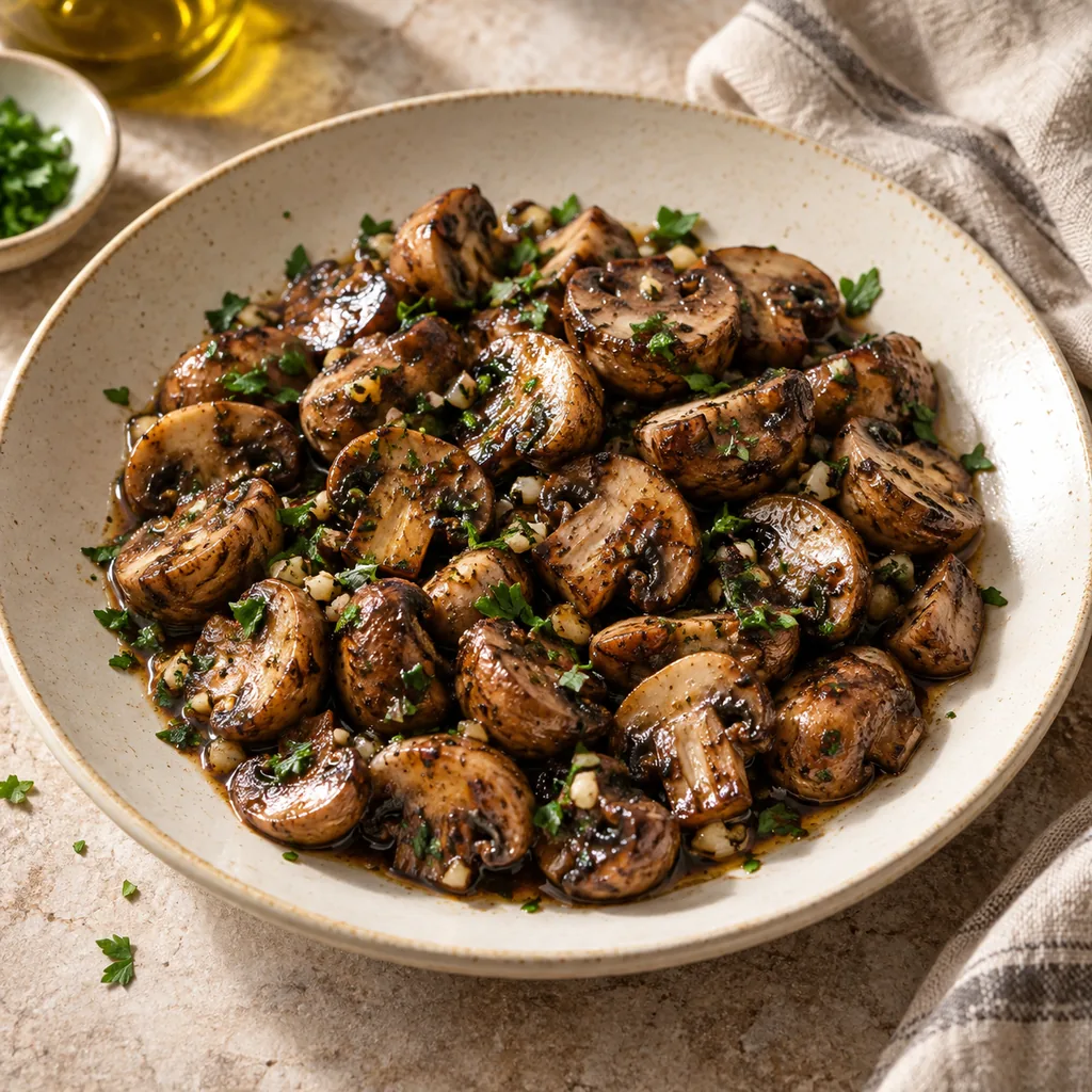 AI-generated serving suggestion for Balsamic mushrooms