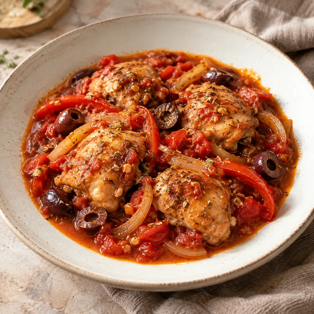 AI-generated serving suggestion for Chicken cacciatore