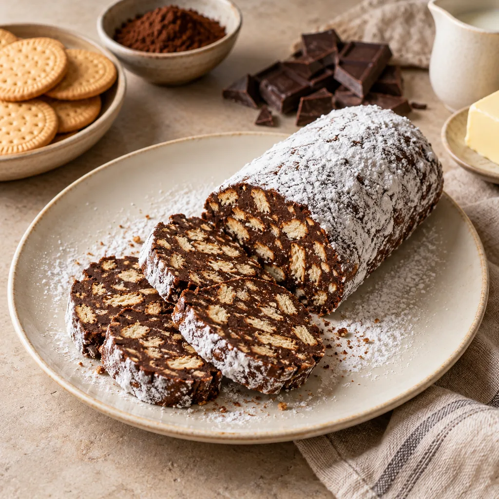 AI-generated serving suggestion for Chocolate salami
