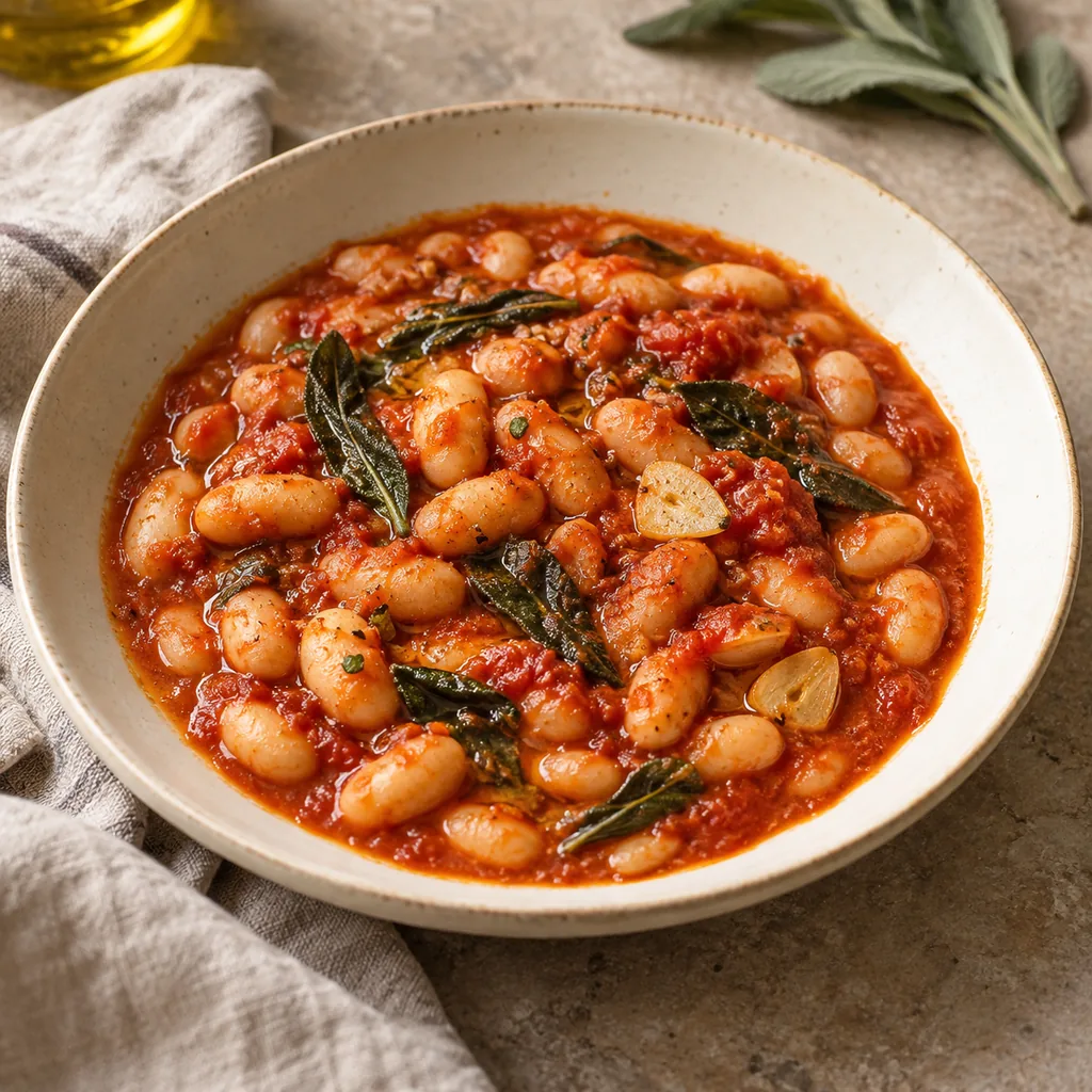 AI-generated serving suggestion for Fagioli all uccelletto
