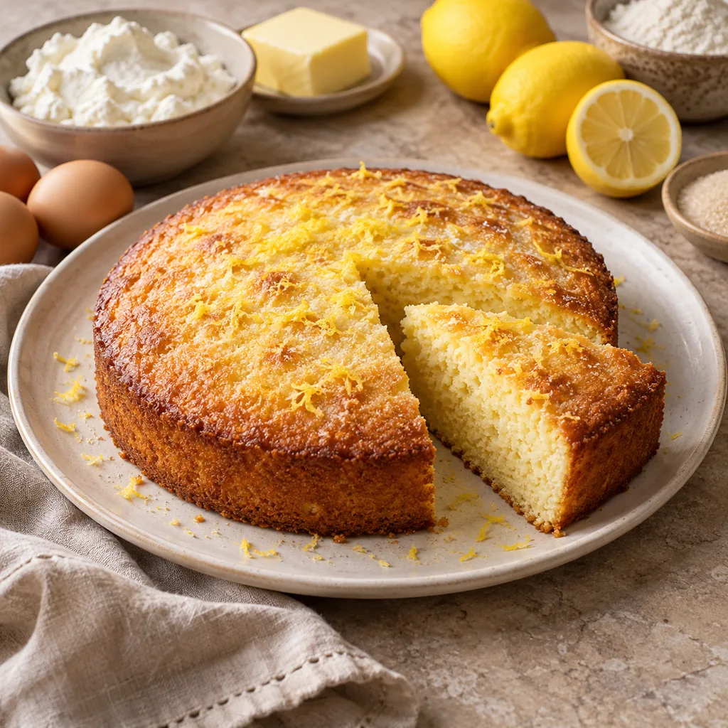 AI-generated serving suggestion for Lemon ricotta cake