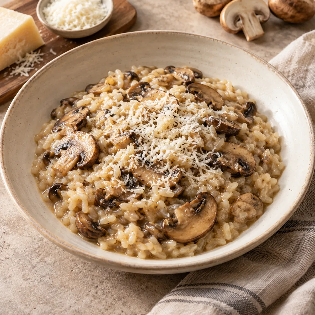 AI-generated serving suggestion for Mushroom risotto
