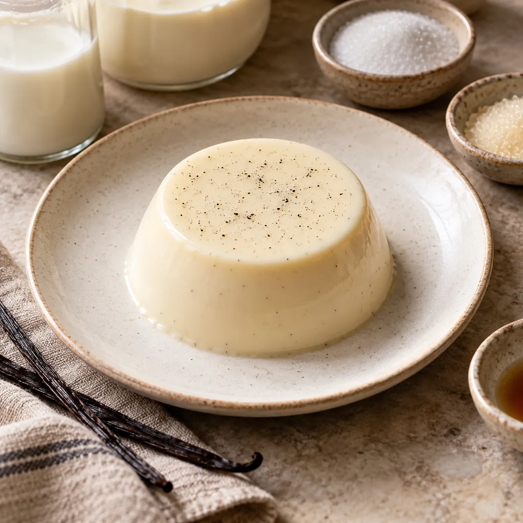AI-generated serving suggestion for Panna cotta