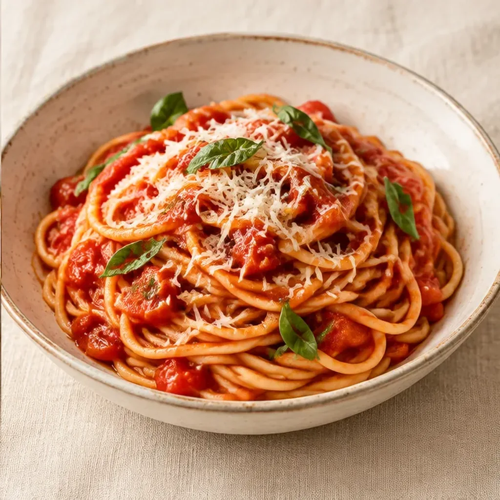 AI-generated serving suggestion for Spaghetti al pomodoro