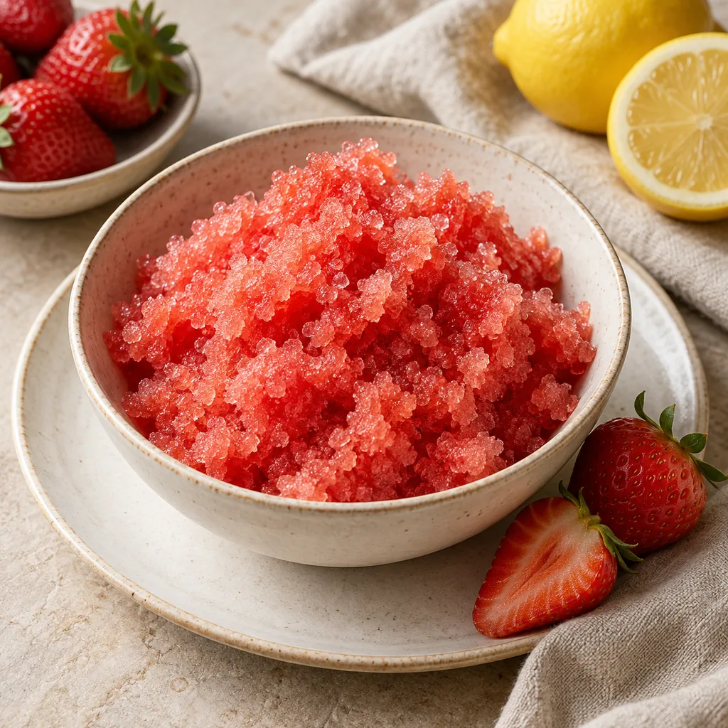 AI-generated serving suggestion for Strawberry granita