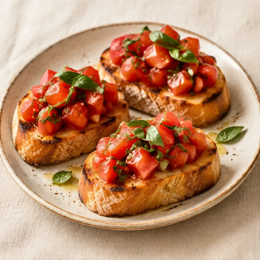 AI-generated serving suggestion for Tomato bruschetta