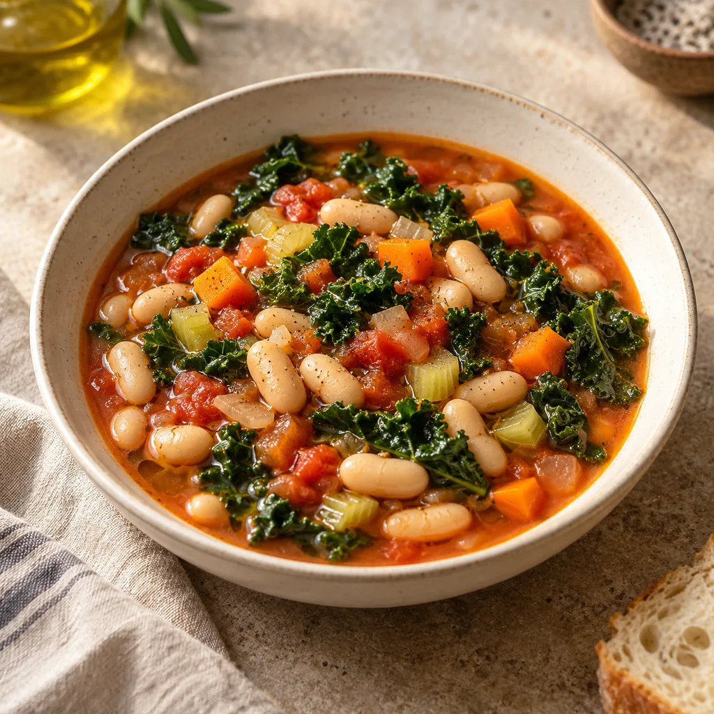AI-generated serving suggestion for Tuscan white bean soup