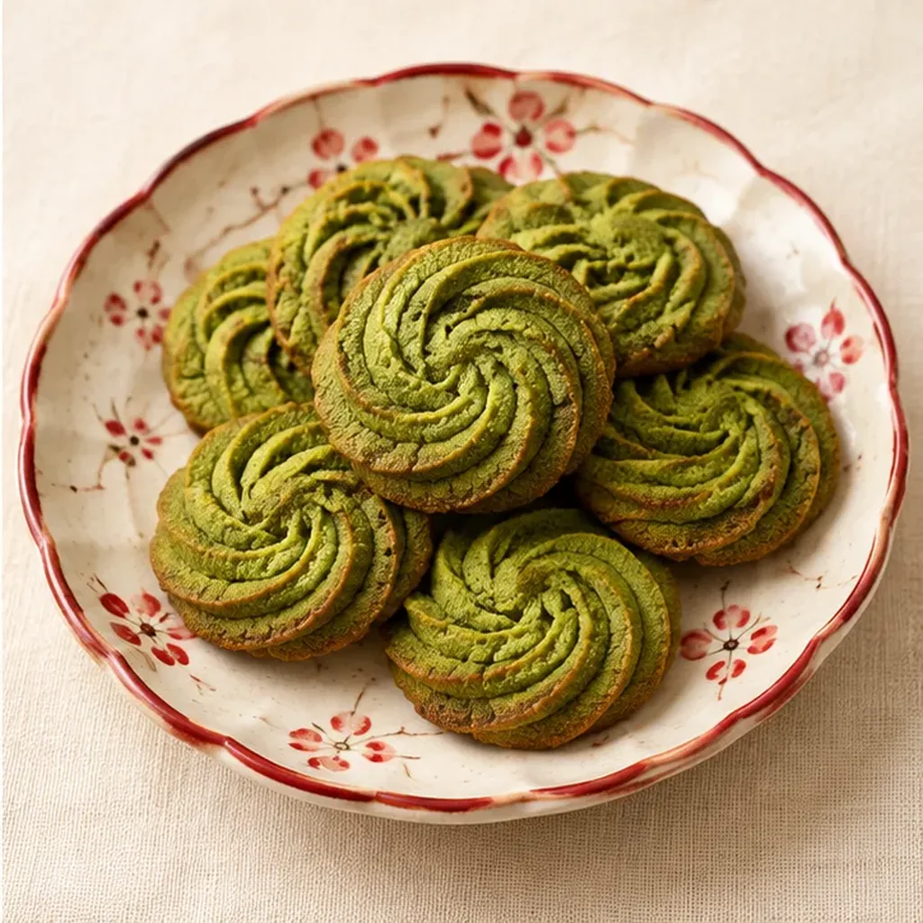 AI-generated serving suggestion for Matcha butter cookies