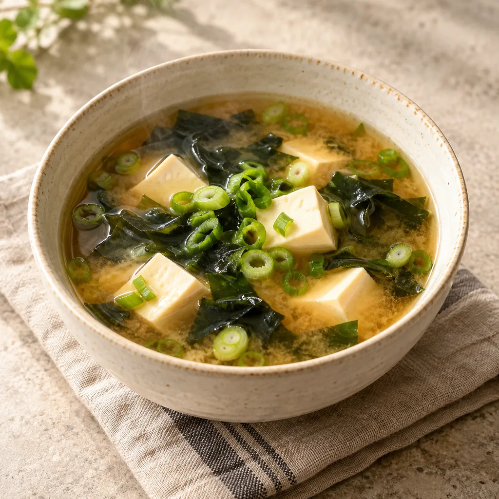 AI-generated serving suggestion for Miso soup with tofu