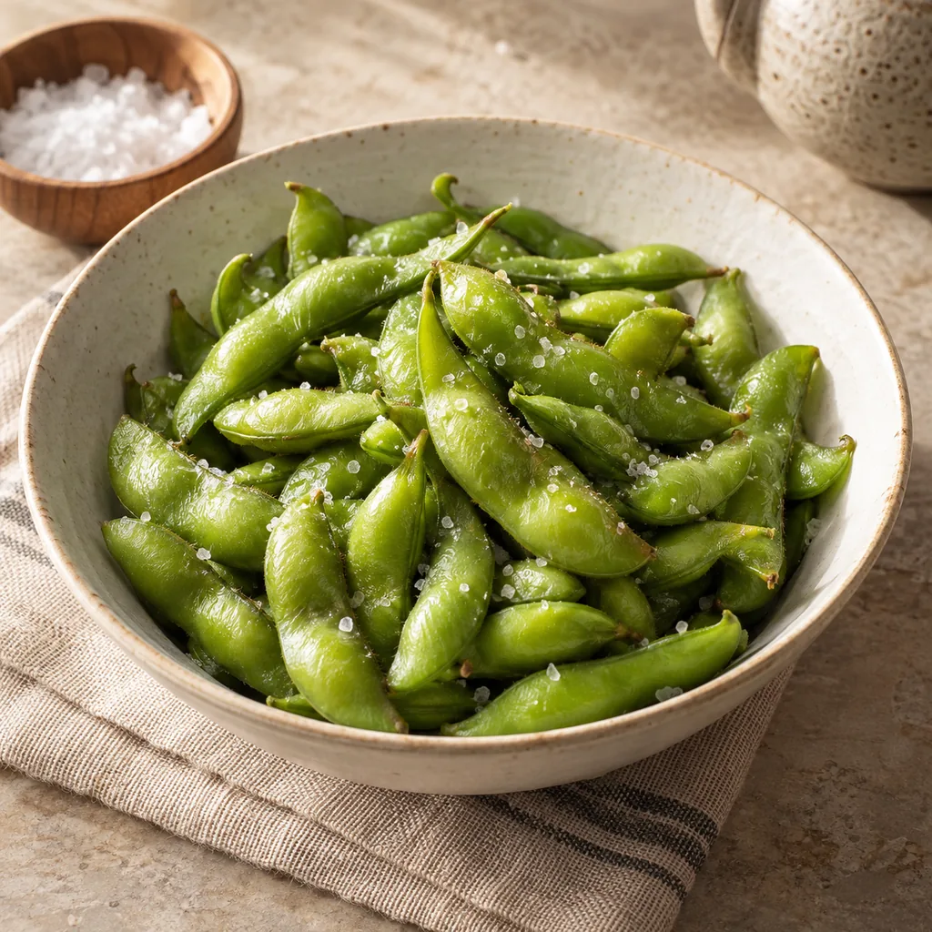 AI-generated serving suggestion for Salted edamame